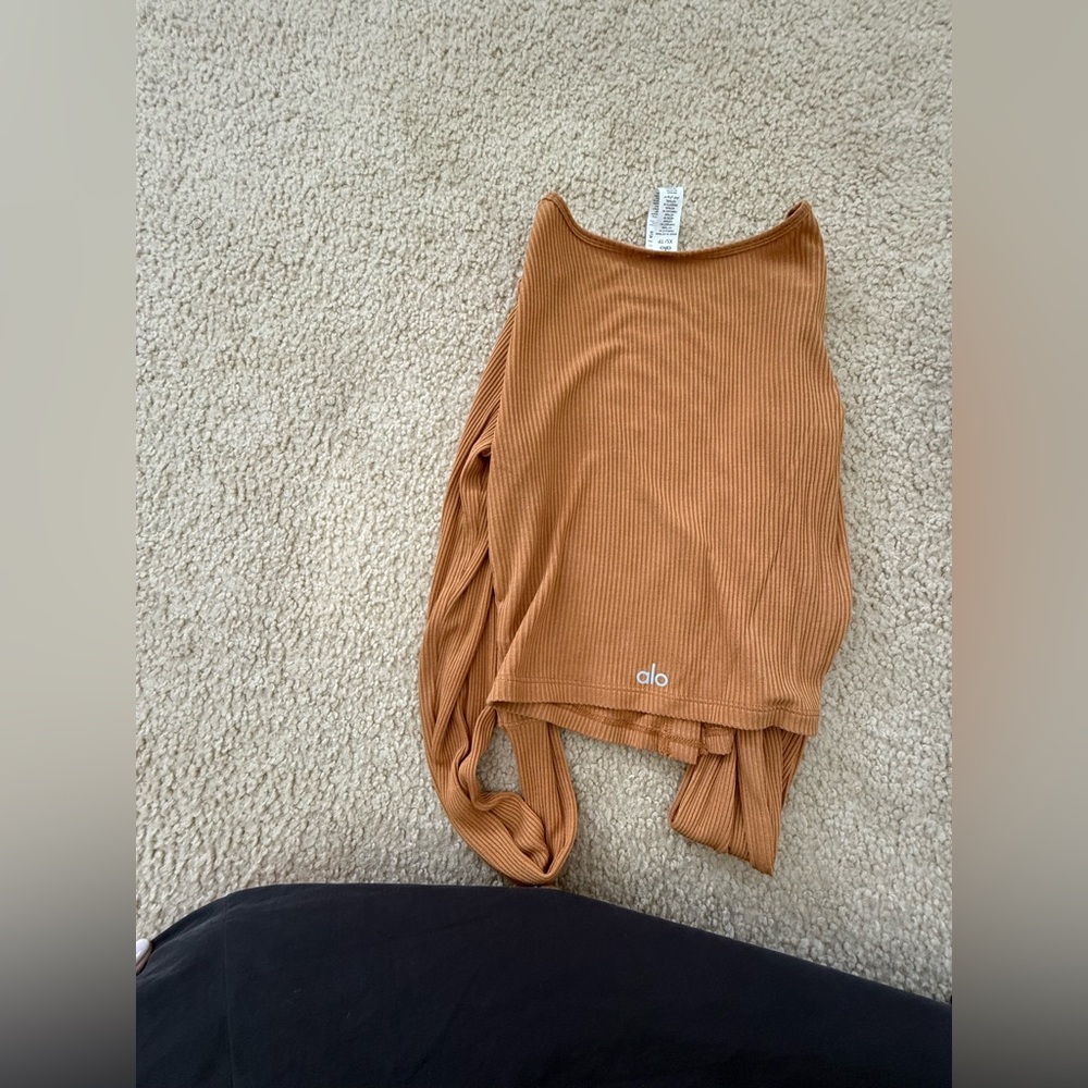 ALO Yoga Women's Brown Ribbed tank cardigan